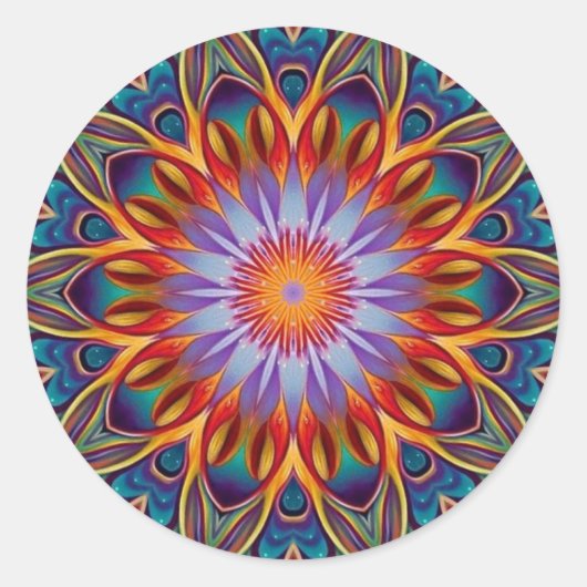 Lovely Lotus Mandala Ronde Sticker (Voorkant)