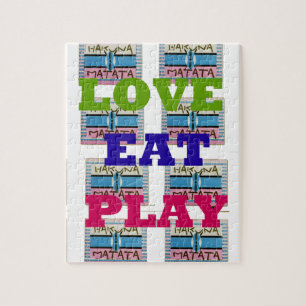 Lovely Love Eat Play Hakuna Matata Kenya shield gi Legpuzzel
