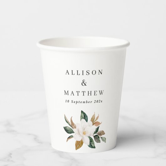 Lovely magnolia florale bruiloft  papieren bekers (Achterkant)