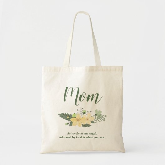 Lovely Mam Floral Charming Quote Tote Bag (Voorkant)