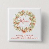 Lovely mama Wreath Vierkante Button 5,1 Cm (Voorkant)