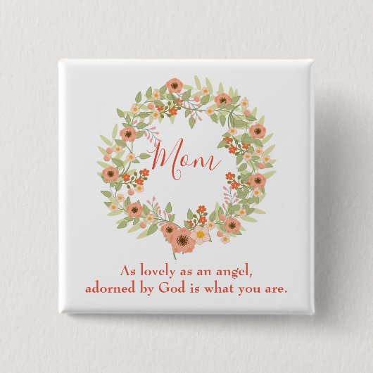 Lovely mama Wreath Vierkante Button 5,1 Cm (Voorkant)