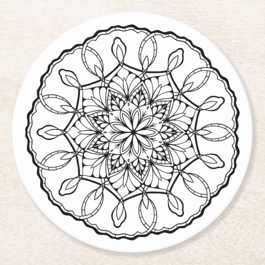 Lovely Mandala Adult Coloring Onderzetter (Voorkant)