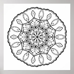 Lovely Mandala Adult Coloring Poster