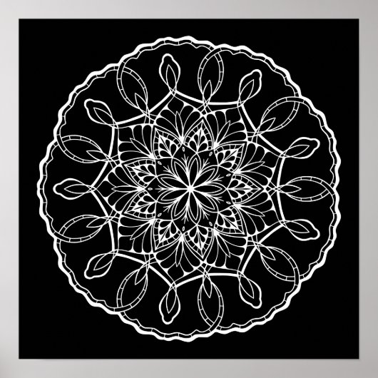 Lovely Mandala Black Background Colour Poster (Voorkant)