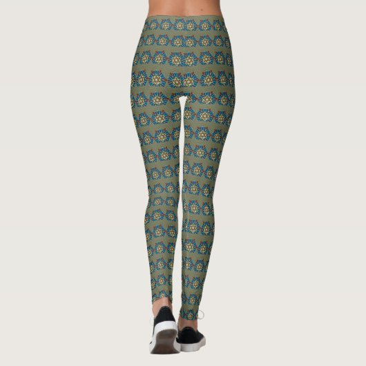 Lovely Mandala Forest Green Abstracte Geometric DI Leggings (Achterkant)