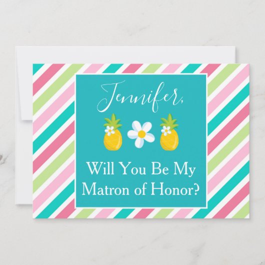Lovely Matron of Honor Pineapple proposal Kaart (Voorkant)