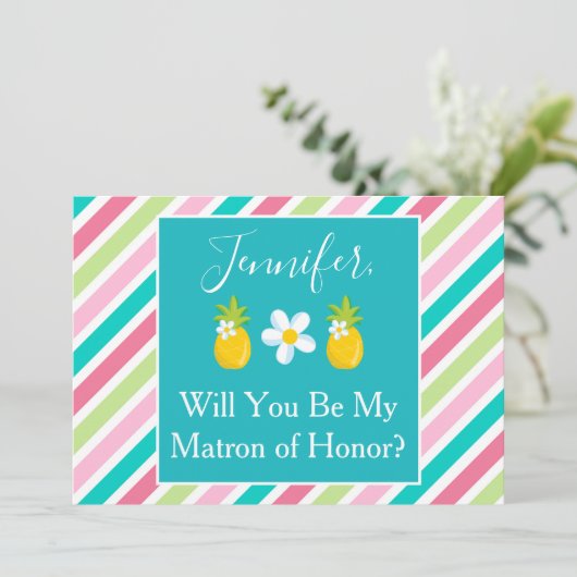 Lovely Matron of Honor Pineapple proposal Kaart (Staand voorkant)