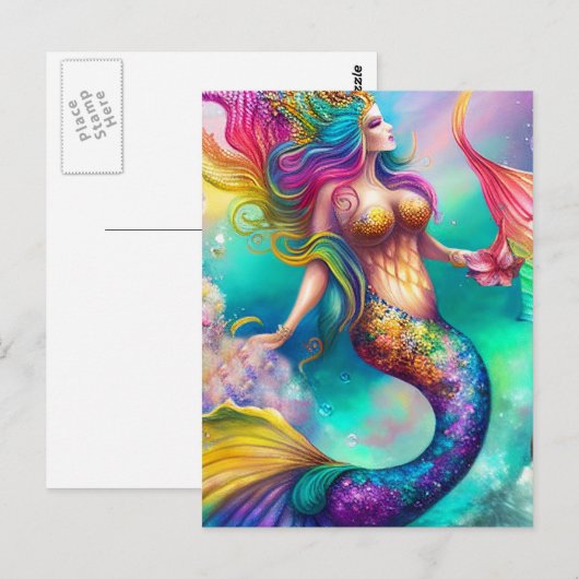 Lovely Mermaid Briefkaart (Voorkant / Achterkant)