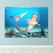 Lovely Mermaid Canvas Afdruk (Insitu (Houten vloer))