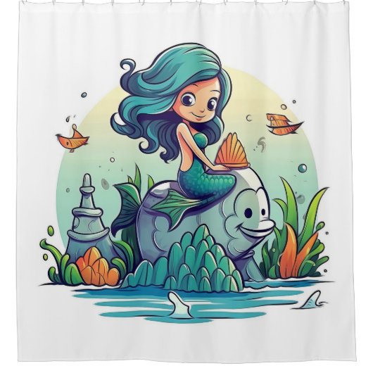 Lovely Mermaid Douchegordijn (Voorkant)