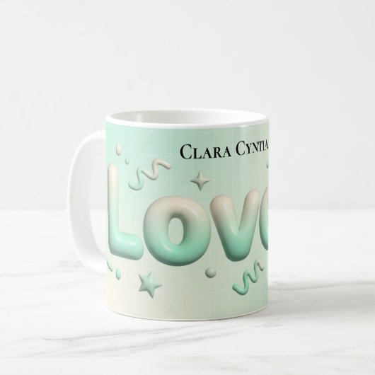 Lovely Minimalist Heart Personalized Koffiemok (Voorkant links)