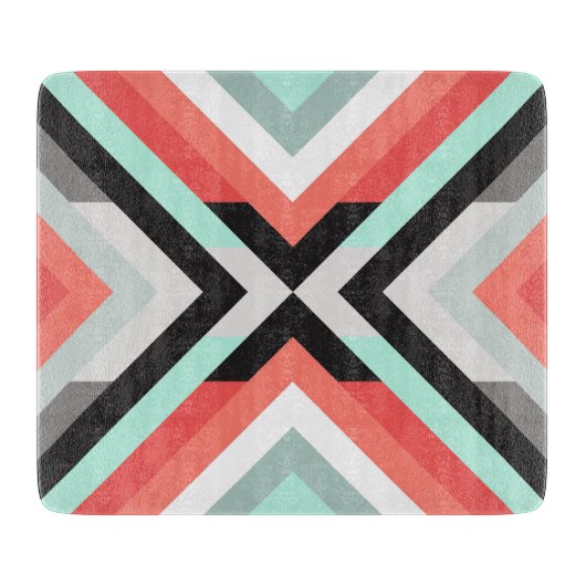 Lovely Mint Coral Geometric Patroon Snijplank (Voorkant)