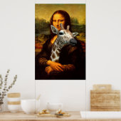 Lovely Mona Lisa Hugs A Giraffe Poster (Keuken)