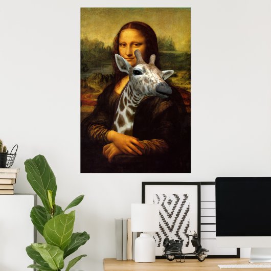 Lovely Mona Lisa Hugs A Giraffe Poster (Thuiskantoor)
