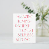 Lovely Mothers Pink Acrostic Poem Typography Gift Briefkaart (Staand voorkant)