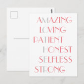 Lovely Mothers Pink Acrostic Poem Typography Gift Briefkaart (Voorkant / Achterkant)