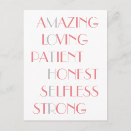Lovely Mothers Pink Acrostic Poem Typography Gift Briefkaart