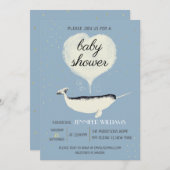 Lovely Narwhale Baby shower Blue Invitation (Voorkant / Achterkant)