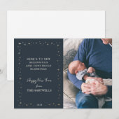 Lovely Navy Starry New Year Photo Feestdagenkaart (Voorkant / Achterkant)