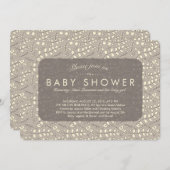 Lovely Neutral Beige Pattern Baby shower Invite Kaart (Voorkant / Achterkant)