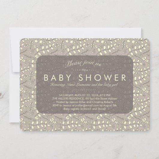 Lovely Neutral Beige Pattern Baby shower Invite Kaart (Voorkant)