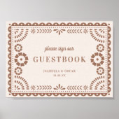 Lovely Neutral Papel Picado Wedding Guestbook Sign Poster (Voorkant)