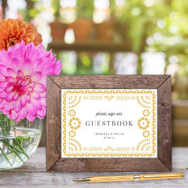 Lovely Neutral Papel Picado Wedding Guestbook Sign Poster