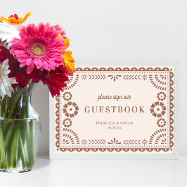 Lovely Neutral Papel Picado Wedding Guestbook Sign Poster