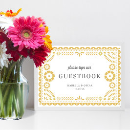 Lovely Neutral Papel Picado Wedding Guestbook Sign Poster