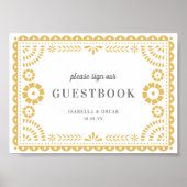 Lovely Neutral Papel Picado Wedding Guestbook Sign Poster (Voorkant)