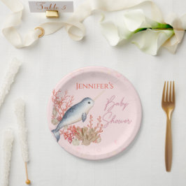 Lovely Ocean baby Narwhal-seizoenshells Baby showe Papieren Bordje