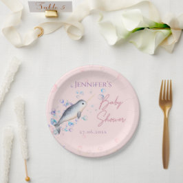 Lovely Ocean baby Narwhal-seizoenshells Baby showe Papieren Bordje