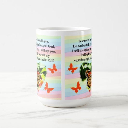 LOVELY ORANJE BUTTERFLY ISAIAH 41:10 ONTWERP KOFFIEMOK (Center)