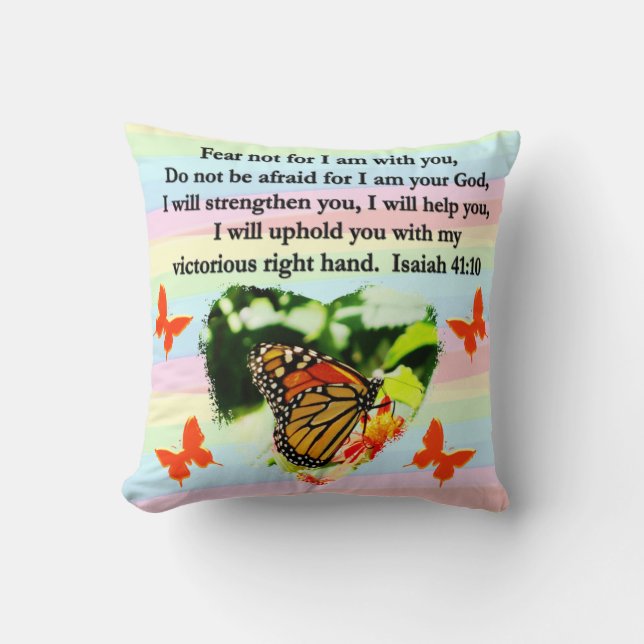 LOVELY ORANJE BUTTERFLY ISAIAH 41:10 ONTWERP KUSSEN (Voorkant)