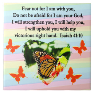 LOVELY ORANJE BUTTERFLY ISAIAH 41:10 ONTWERP TEGELTJE