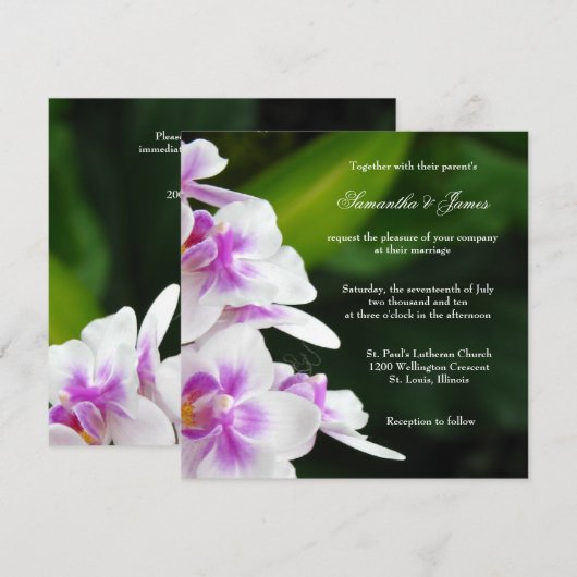 Lovely Orchid Wedding Invitation Kaart (Voorkant / Achterkant)