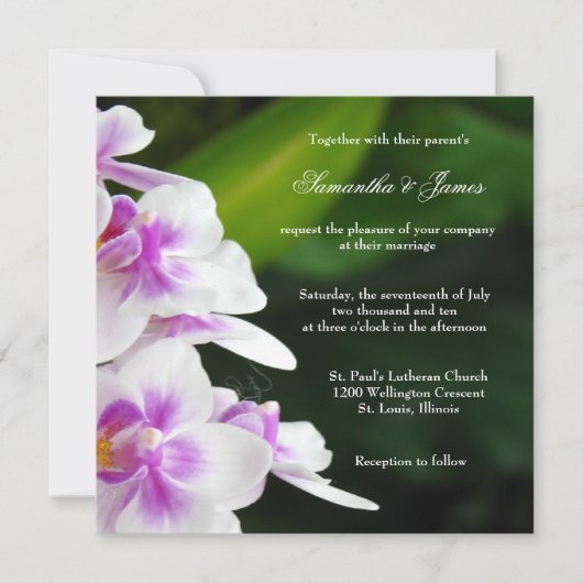 Lovely Orchid Wedding Invitation Kaart (Voorkant)