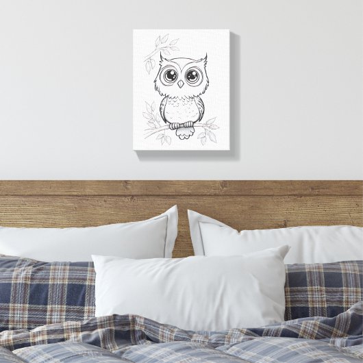 Lovely Owl Stretched Canvas Print (Insitu (Slaapkamer))