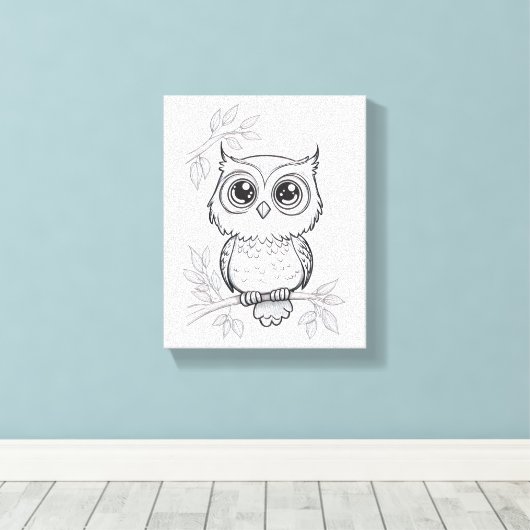 Lovely Owl Stretched Canvas Print (Insitu (Houten vloer))