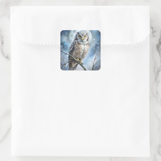 Lovely Owl Vierkante Sticker (Tas)