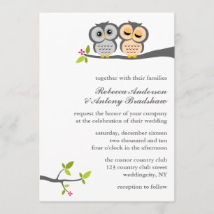 Lovely Owls Custom Wedding Kaart