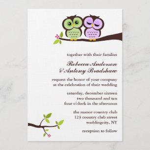 Lovely Owls Custom Wedding Kaart
