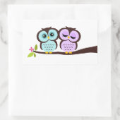 Lovely Owls Rechthoekige Sticker (Tas)