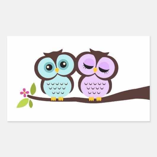 Lovely Owls Rechthoekige Sticker (Voorkant)