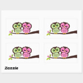 Lovely Owls Rechthoekige Sticker (Vel)