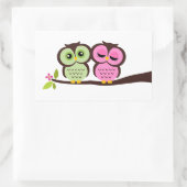 Lovely Owls Rechthoekige Sticker (Tas)