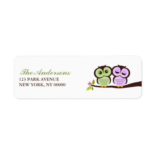 Lovely Owls Return Address Labels (Voorkant)