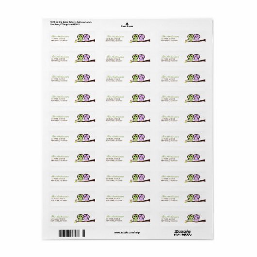 Lovely Owls Return Address Labels (Full Sheet)