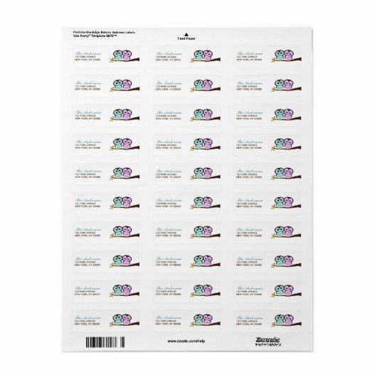 Lovely Owls Return Address Labels (Full Sheet)